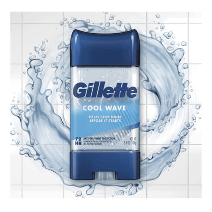 Antiperspirant Deodorant for Men Gillette Clinical 72-Hour Protection – Clear Gel Cool Wave Scent, 3.8 oz, Pack of 4, Anti-White Mark, Prescription Strength Sweat Defense