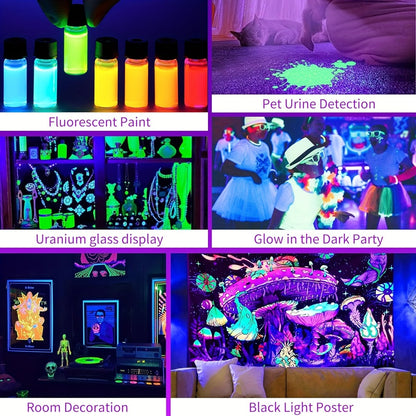 Black Light Bar UV LED Blacklight 10W 1ft - Magnetic UV Strip Light for Glow Party, Fluorescent Poster, Body Paint, Tapestry & Cabinet Display, 2/4/10/12/14 Pack Options