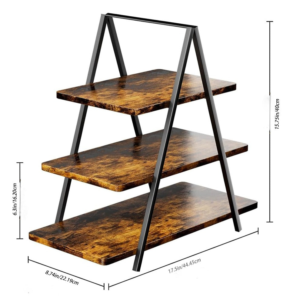 3-Tier Wooden Cupcake Stand – Holds 50 Cupcakes, Dessert Display Rack for Wedding, Birthday Party & Halloween, Rustic Wood Cake Stand in Black, White & Brown
