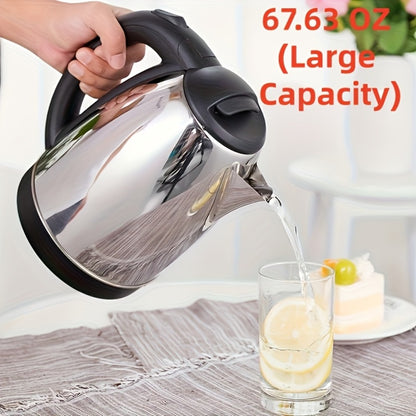Electric Kettle Stainless Steel 2L Large Capacity 67.63oz with Auto Shut-Off, LED Indicator, BPA-Free Double Wall, Fast Boiling for Coffee & Tea – Black Hot Water Kettle for Home, Office & Dorm
