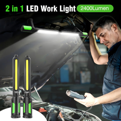 LED Work Light Rechargeable Cordless with Magnetic Base & Hook – Portable Mechanic Floodlight, Adjustable Brightness, Motion Sensor Control, Waterproof for Car Repair, Workshop, Garage, Outdoor & Emergency Use