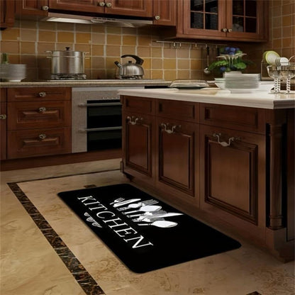 Kitchen Mat Set 3-Piece Alphabet Knife & Fork Pattern – Non-Slip Soft Washable Rugs for Kitchen, Dining Room & Bathroom