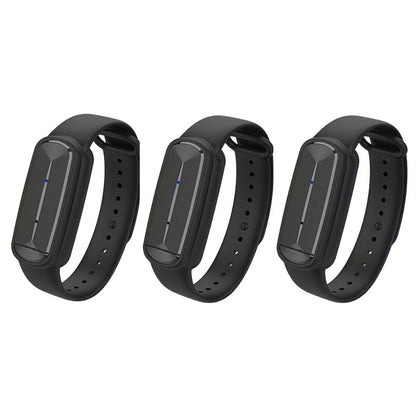 Ultrasonic Mosquito Repellent Bracelet 3-Pack – USB Rechargeable Intelligent Bug Repellent Wristband for Camping, Outdoor, Hiking & Travel, Waterproof Mosquito Control Bracelet for Adults & Kids