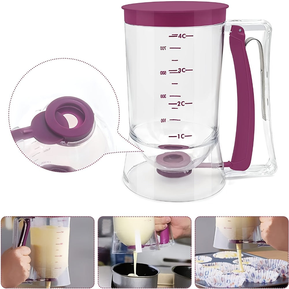 Pancake Batter Dispenser with Cleaning Brush – 2pcs Handheld Batter Separator & Squeeze Dispenser Set, Cupcake Batter Tool, Durable Kitchen Baking Gadget for Pancakes, Waffles & Cupcakes