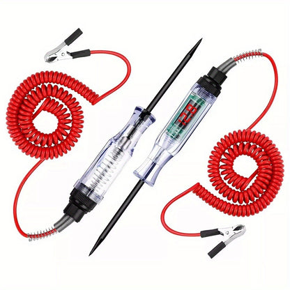 Circuit Tester Pen 2 Pack 6-24V Digital Electric Voltage Tester Automotive Test Light for Car Truck Sensor Battery Fuse Testing ABS Insulated 270cm Spring Wire