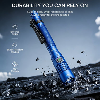 Tactical Penlight 1200 Lumen EDC Flashlight | High-Brightness Torch with Tail Switch Multi-Mode | Slim Pocket Light for Everyday Carry, Camping, Outdoor Activities & Work Lighting