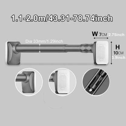 Telescopic Curtain Rod No Drill 15.75"-196.85" Adjustable Shower Curtain Rod 33mm for Large Windows