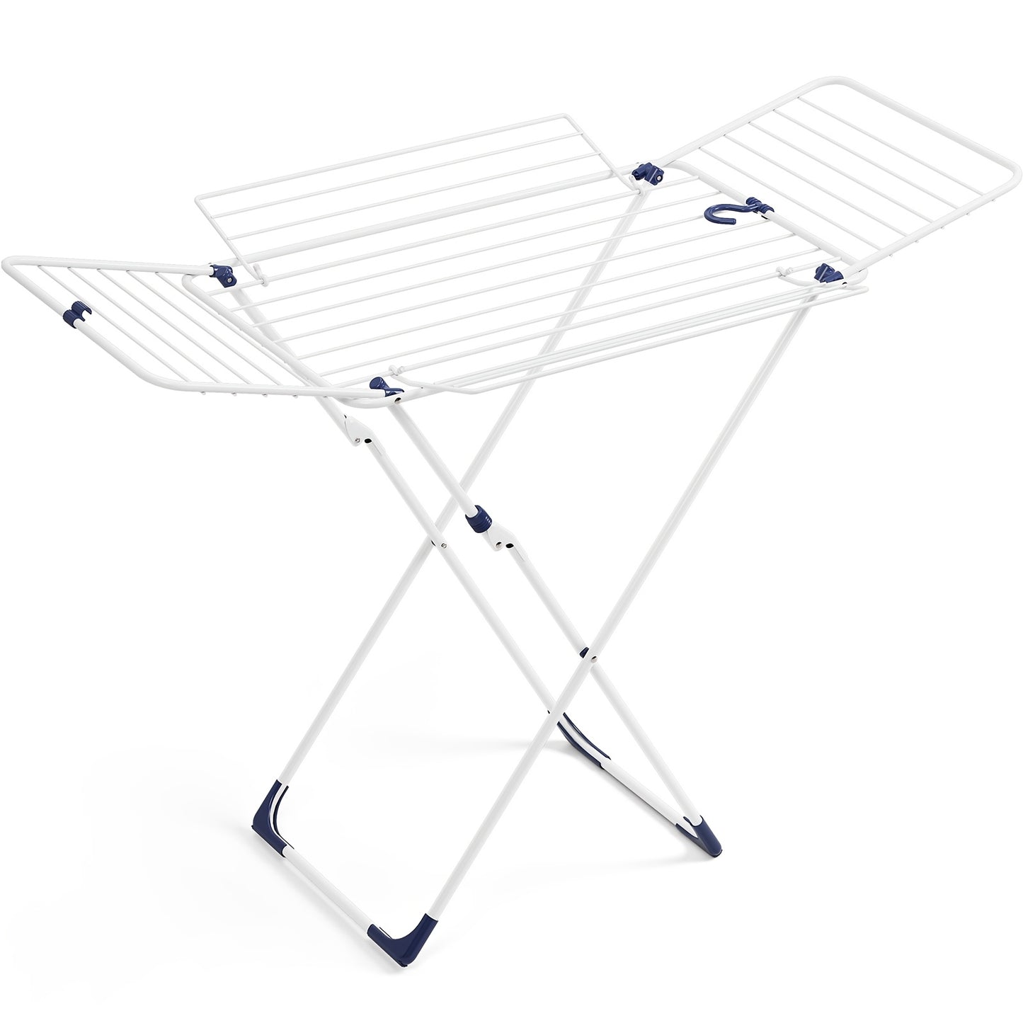 Clothes Drying Rack Foldable 4-Wing Large Capacity Metal Laundry Rack Free Standing Indoor Outdoor Space Saving Airer 55x38 In