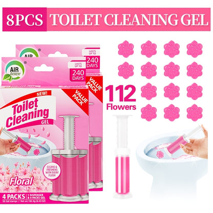 Toilet Cleaning Gel Stamp with Dispenser, Toilet Bowl Freshener & Cleaner Gel Stamps Prevent Scale & Toilet Ring, 6 Scents – Ocean, Lavender, Floral, Peach, Lemon, Pine – 4 Pcs or 8 Pcs Pack