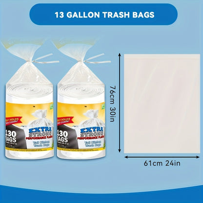 13 Gallon Trash Bags 260 Count Heavy Duty Drawstring Kitchen Garbage Bags – Leak-Proof, Odor-Resistant, Expandable, 2 Rolls for Kitchen, Bedroom, Bathroom & Outdoor Use