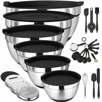 Stainless Steel Mixing Bowls Set for Cooking Baking Food Prep Fruits Noodles Kitchen Bowls Home Essentials 3 Colors