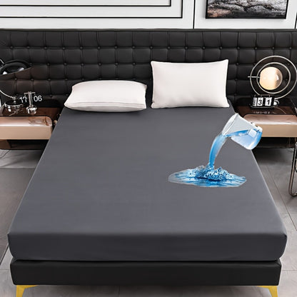 Waterproof Fitted Sheet Soft Breathable Mattress Cover Solid Color Deep Pocket Bed Sheet for Bedroom Guest Room Dorm Twin Full Queen King