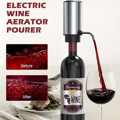 Electric Wine Opener Set – Rechargeable Automatic Corkscrew with Wine Aerator Dispenser, Vacuum Stopper & Foil Cutter for Any Occasion Gift
