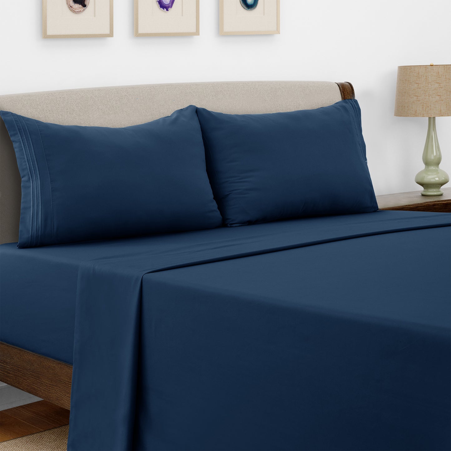 Microfiber Bed Sheet Set 4 Piece - Soft Breathable Deep Pocket 16 inch Fitted Sheet, Flat Sheet & Pillowcases, Wrinkle Fade Resistant Bedding for All Seasons Twin Twin XL Full Queen King Cal King, 24 Colors