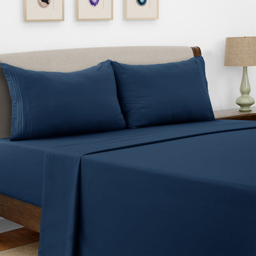 Microfiber Bed Sheet Set 4 Piece - Soft Breathable Deep Pocket 16 inch Fitted Sheet, Flat Sheet & Pillowcases, Wrinkle Fade Resistant Bedding for All Seasons Twin Twin XL Full Queen King Cal King, 24 Colors