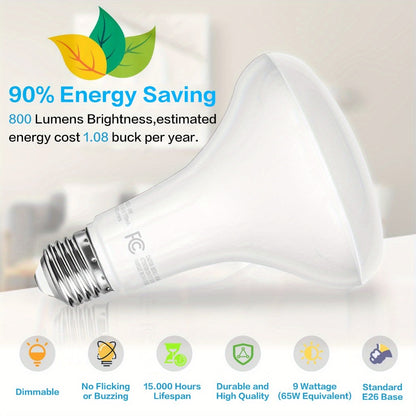 BR30 LED Flood Light Bulbs Dimmable 9W = 65W Equivalent 800 Lumens E26 Base CRI 80+ Recessed Light Bulbs for Ceiling Kitchen – 2700K Soft White or 5000K Daylight – Available in 6-Pack & 24-Pack