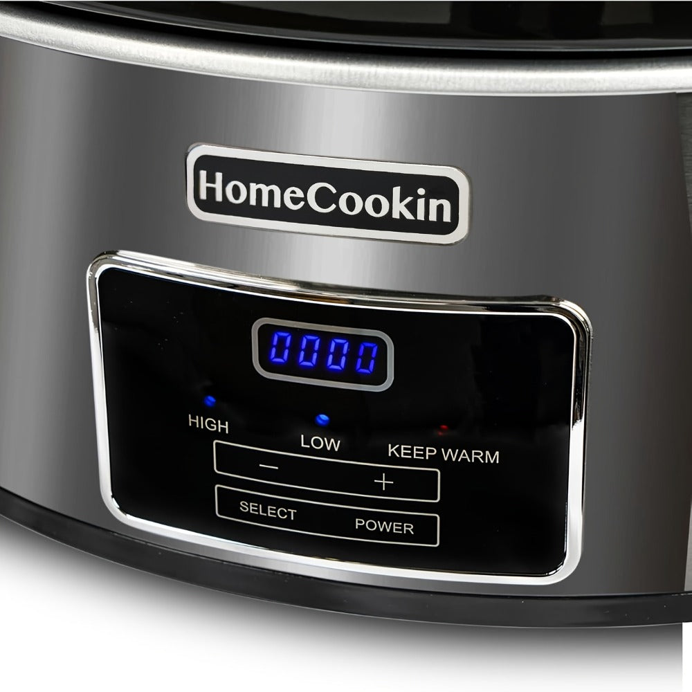 Digital Slow Cooker 6 & 7 Quart Programmable with Non-stick Ceramic Bowl, Countdown Timer & Keep Warm – Oval Glass Lid Crock Pot for Family Meals Soups Stews Holiday Cooking