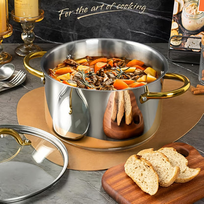 Stainless Steel Non-Stick Cookware Set 1 11 & 13 Piece – Non-Toxic Dishwasher & Oven Safe Kitchen Cooking Set | Frying Boiling Stir-Fry Pots and Pans | Golden Silver Pink Orange Home & Catering