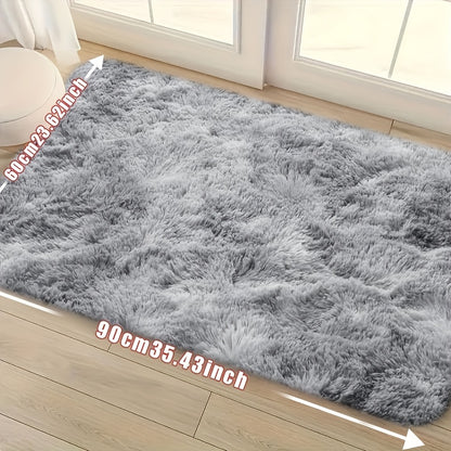 Tie-Dye Plush Area Rug Soft Non-Slip - Absorbent Machine Washable Fluffy Mat for Living Room Bedroom Bathroom, Modern Luxury Home Accent Rug, Dark Gray Black Light Gray Pink, 2 Sizes