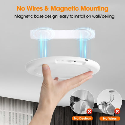 Rechargeable Ceiling Light No Wiring – Battery Operated LED Ceiling Light with Remote Control, Motion Sensor, Dimmable & Timer, Wireless Overhead Light for Bathroom Pantry Hallway Closet Porch Garage