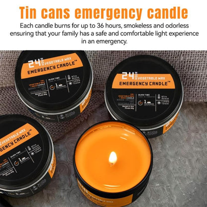Emergency Soy Wax Candles 24-Hour Long Burning – 4 or 6 Pack Unscented Single-Wick Candles in Golden Tin for Power Outages, Survival, Camping, Hunting & Outdoor Activities | Bulk Emergency Candle Set