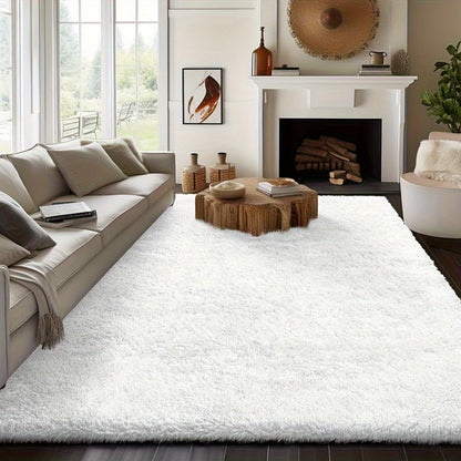 Fluffy Area Rug White Soft High Pile Washable Non-Slip | Plush Shaggy Carpet for Living Room Bedroom Dorm | Large Rectangle Indoor Rug 5x8 6x9 8x10 ft | Holiday Home Decor Gift