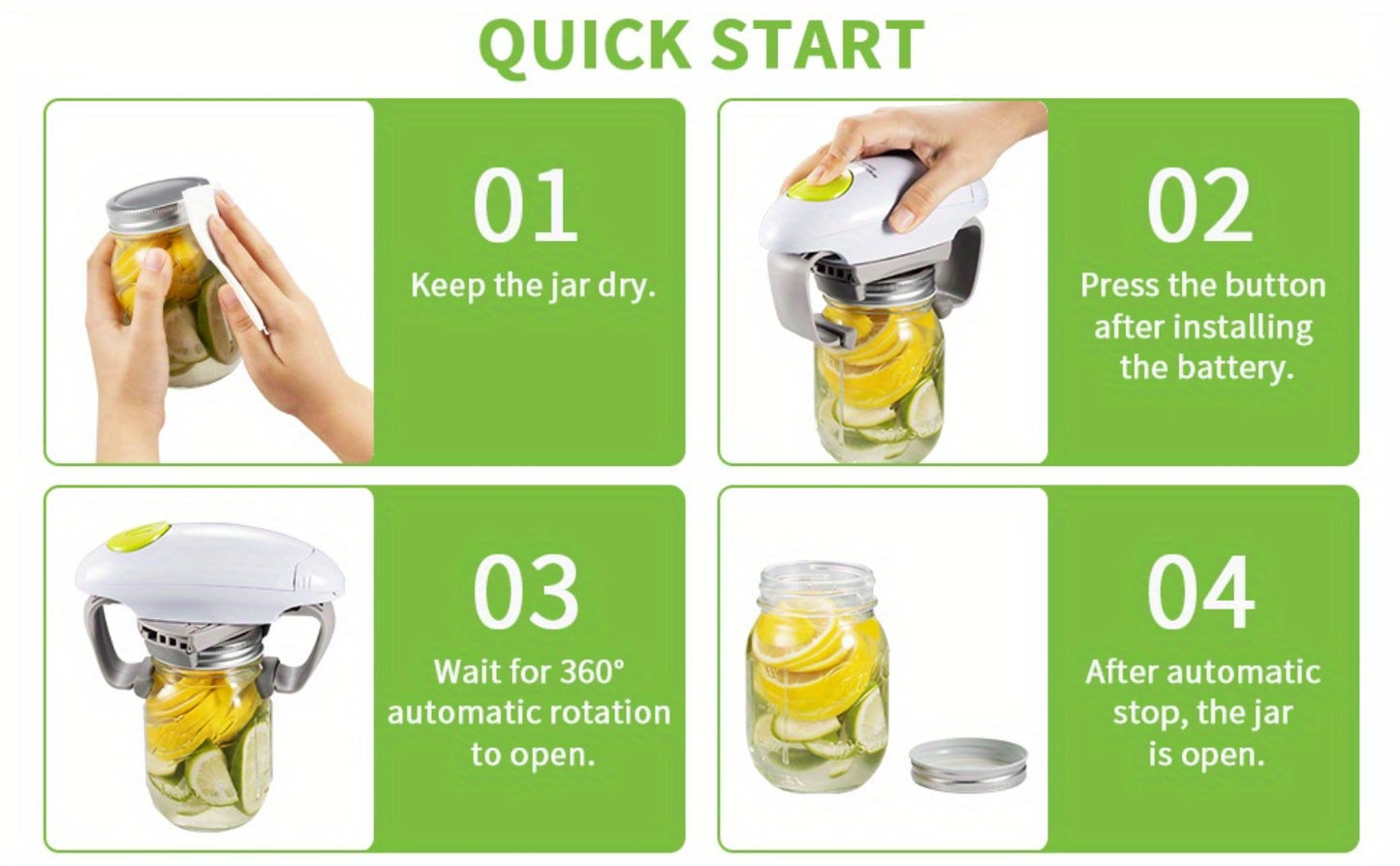 Electric Jar Opener One Touch Automatic – High Torque Battery Operated Jar Lid Opener for Seniors, Arthritis, Weak Hands, Women & Chefs | Hands-Free Kitchen Gadget Gift