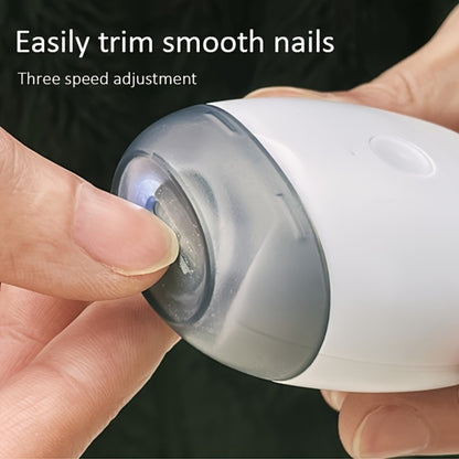 Electric Nail Trimmer with LED Light & 3 Speeds – Automatic Nail Clipper for Seniors, Adults & Thick Toenails, Low Noise, Portable with Nail Scraps Storage, 2pc Set