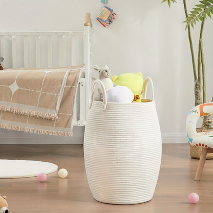 Laundry Hamper Basket Large Bohemian Foldable Clothes Hamper with Extended Handle - Fabric Oval Storage Bin for Bedroom Dorm Hotel, Space-Saving Tall Cloth Basket 22 Inch, Collapsible Laundry Basket