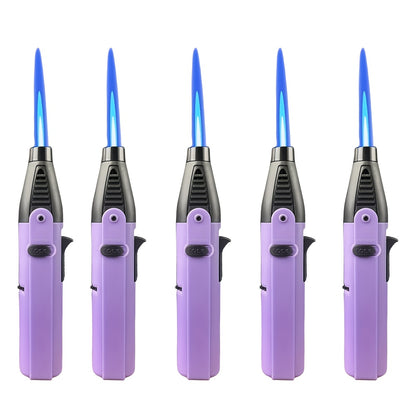 Windproof Torch Lighter 5 Pack Outdoor Butane Gas Lighter Set 1300 1800 Degree Blue Flame Safety Lock Gift Box Camping BBQ Candle Fireplace Butane Not Included