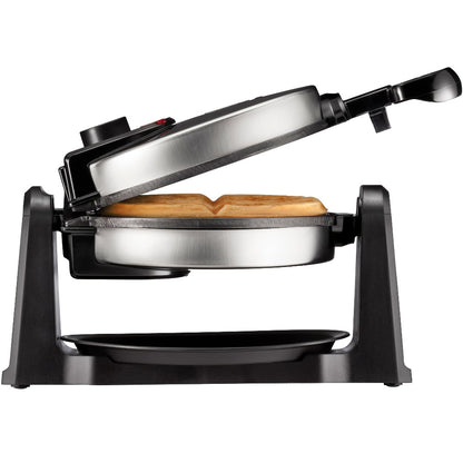 Rotating Belgian Waffle Maker 180° Flip Waffle Iron - Non-Stick Plates, Adjustable Browning Control, Foldable Cool-Touch Handle, Removable Drip Tray, Space-Saving Stainless Steel Design for Home Brunch