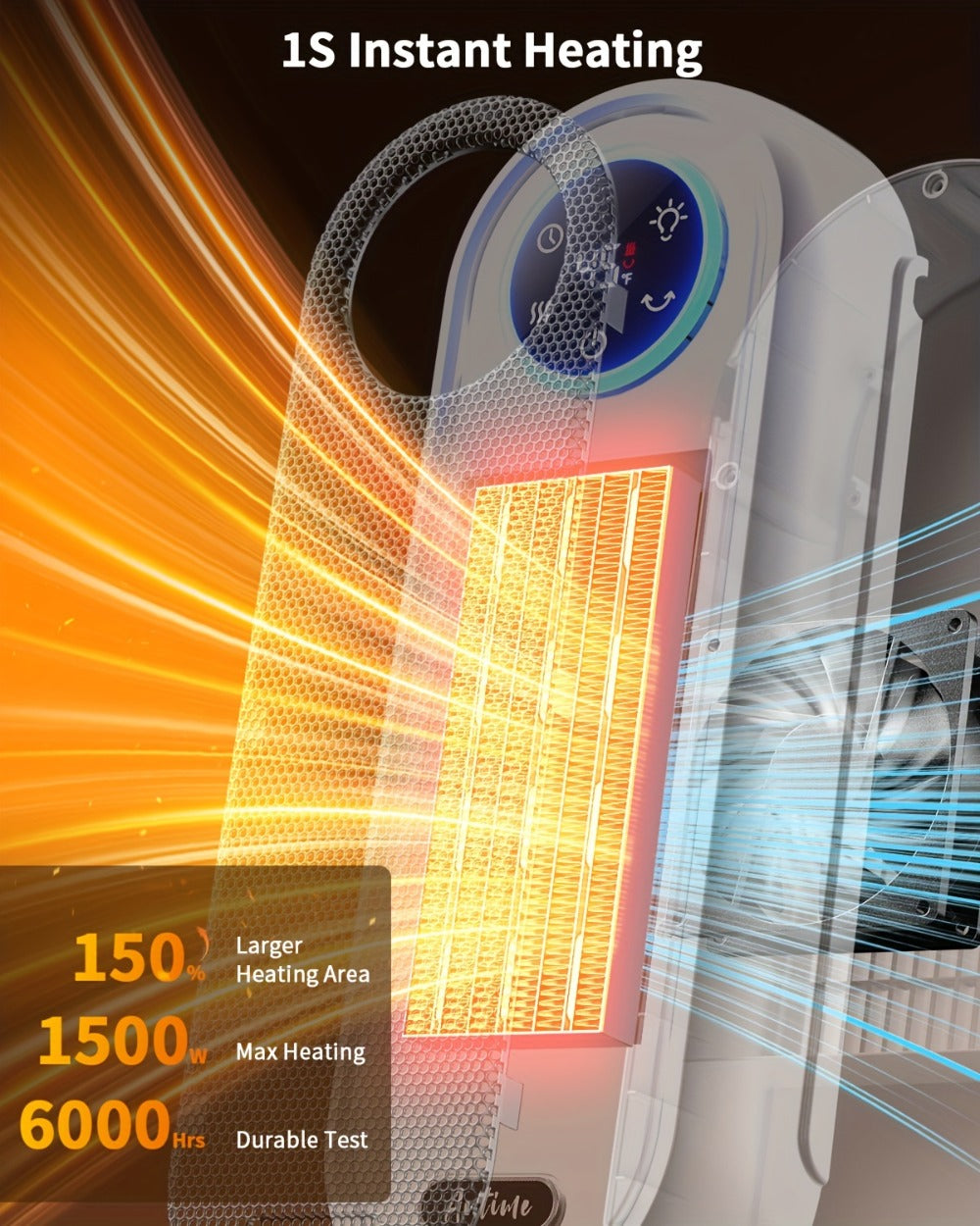 Space Heater 1500W with Remote Control & Digital Display – Portable Electric Heater for Indoor Use, 90° Oscillation, Overheat Protection, Ultra-Quiet Room Heater for Bedroom, Office & Home