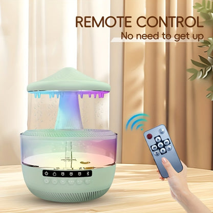 Raindrop Humidifier with LED Color-Changing Light & Wireless Music | 11.83oz Large Tank, Dual Control, Essential Oil Compatible, Cool Mist for Bedroom, Valentine's & Garden Decor | White