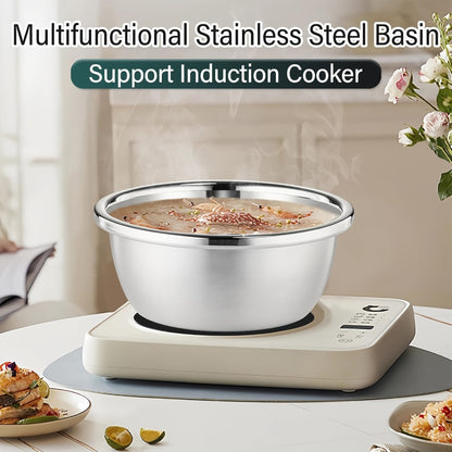 Stainless Steel Colander with Mixing Bowl Set 304 Food Grade Strainer Bowl for Washing Vegetables Fruit Rice Dishwasher Safe Kitchen Colander Sieve Multiple Sizes
