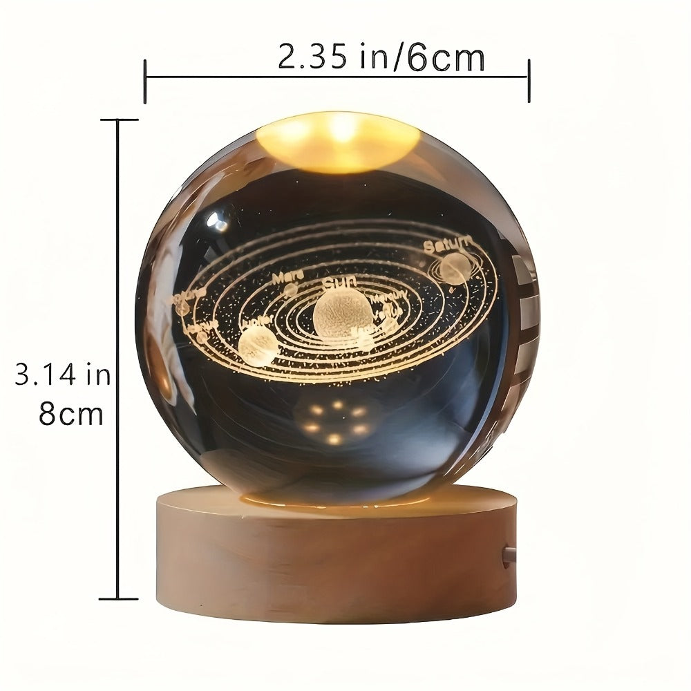 Starry Sky Crystal Ball Night Light – 3D Blue Galaxy Glass Sphere LED Desk Lamp, Creative Tabletop Decor Light for Bedroom, Unique Gift for Holiday Party Birthday (Blue Starry Sky)
