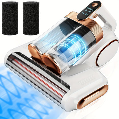Mattress Vacuum Cleaner Handheld Bed Cleaner – 16KPa Strong Suction with UVC Light & Hot Air Heating, Deep Clean for Pillows, Sofa, Crib & Pet Hair, Double Cup Design, White or Purple