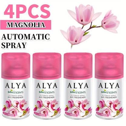 Automatic Spray Air Freshener Refill 8.45oz 1pc or 4pcs - 6 Scents Lavender Vanilla Cool Linen Ocean Mixed Berries Magnolia, Odor Fighting Room Spray for Car Office Home Bathroom Kitchen Fabric Closet
