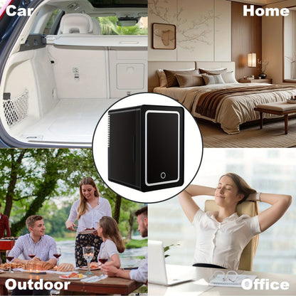 Mini Fridge 1.59 Gal 9-Can - AC/DC Portable Cooler & Heater, Silent Thermoelectric Refrigerator for Skincare, Drinks & Cosmetics, Bedroom, Office, Dorm, Desk, Car & Travel