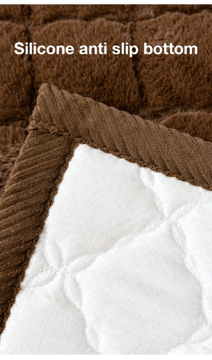 Sofa Cover Faux Rabbit Fur Plush Couch Slipcover - Thick Soft Non-Slip Pet Friendly Machine Washable Sofa Cushion Cover for Living Room Bedroom Office