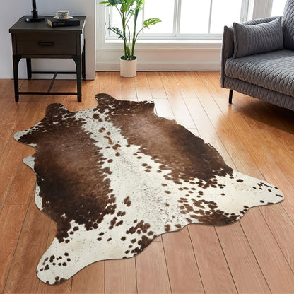 Cowhide Area Rug Faux Animal Print Rug Western Style Non-Slip Floor Mat for Living Room Bedroom Dining Room Office Boho Home Decor Cow Print Carpet