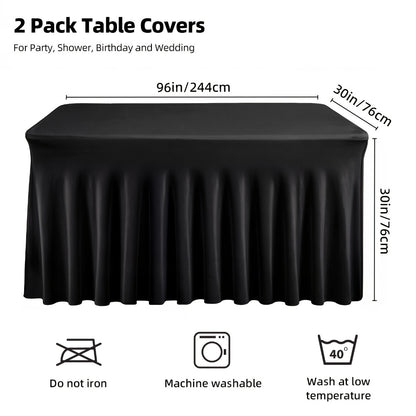 Table Skirts Tulle Table Cloth Rectangle 4ft 6ft Black White Non-Woven Fabric Table Skirt for Birthday Party Graduation Wedding Family Dinner Christmas Holiday Decoration
