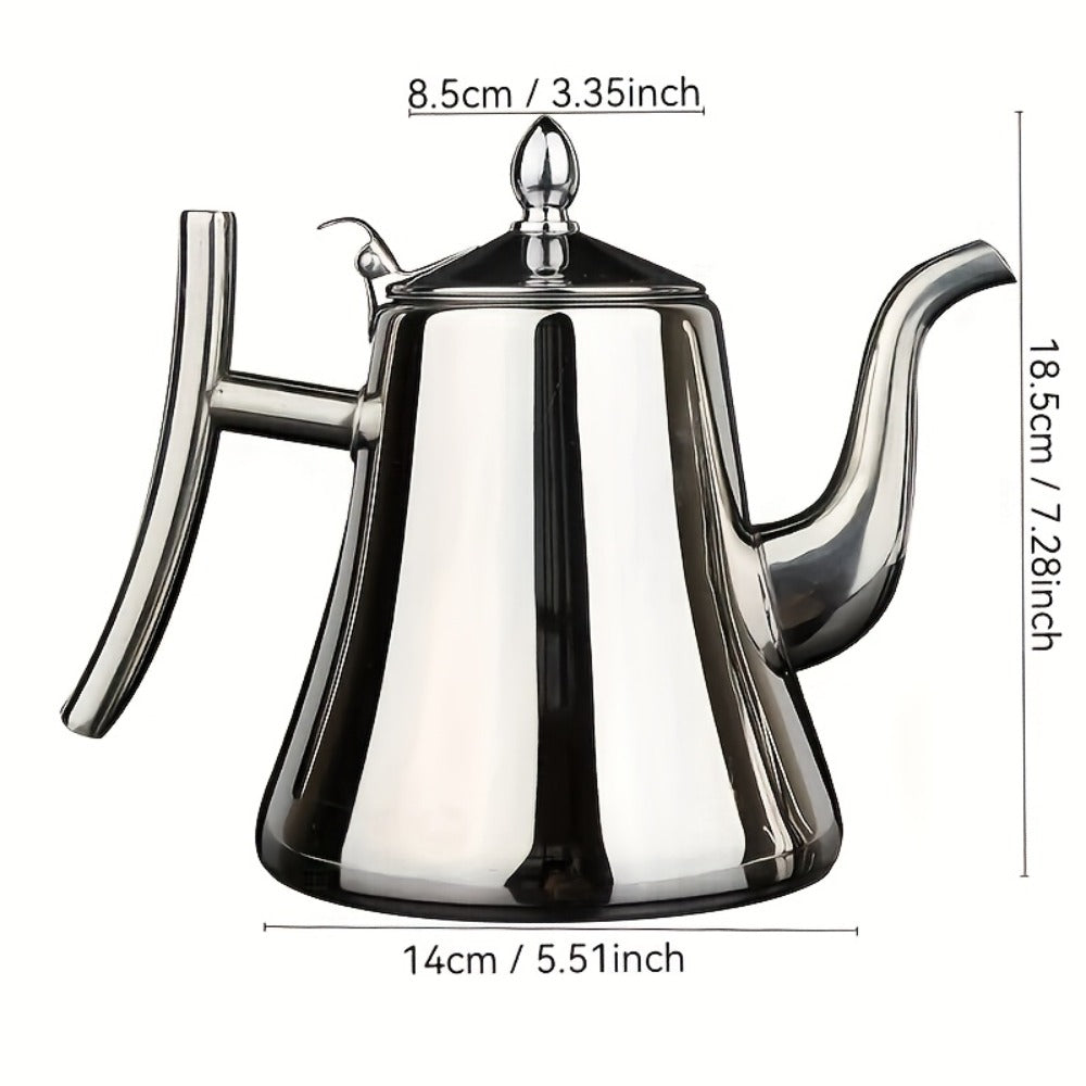 Stainless Steel Tea Kettle with Filter – Tea Pot Coffee Pot Cold Water Pitcher for Home Hotel Restaurant, Induction Cooker Compatible, Thickened