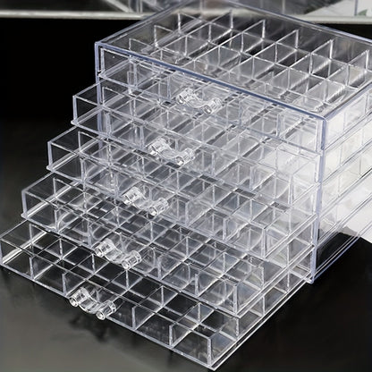Jewelry Storage Box 5-Layer Drawer Organizer – Transparent Nail Art Accessory Storage Container for Earrings Rings Necklaces Beads 120 Cells