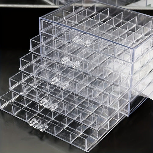 Jewelry Storage Box 5-Layer Drawer Organizer – Transparent Nail Art Accessory Storage Container for Earrings Rings Necklaces Beads 120 Cells
