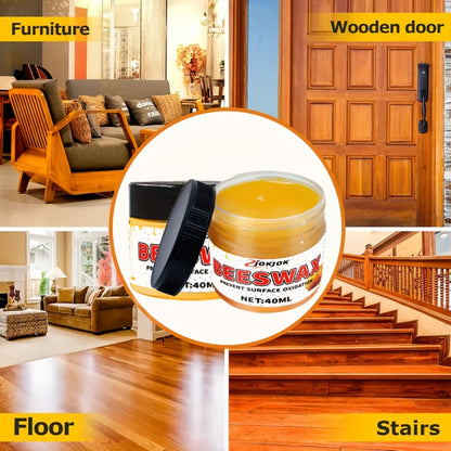 Beeswax Wood Polish – Liquid Furniture Wax for Floors, Desks & Cabinets, Non-Toxic Long-Lasting Gloss, Multi-Surface Wood Restorer with Sponge