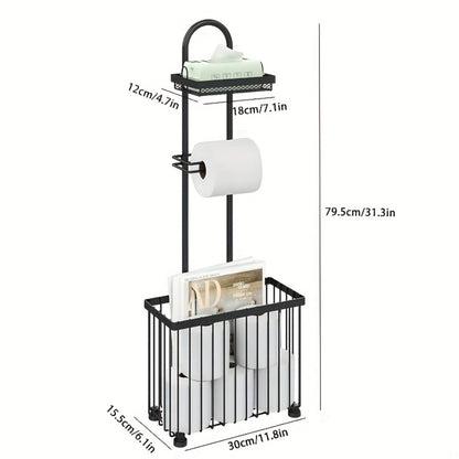 Toilet Paper Holder Freestanding with 6 Roll Storage Durable Steel Oil Rubbed Bronze Bathroom Organizer Space Saving No Installation Required