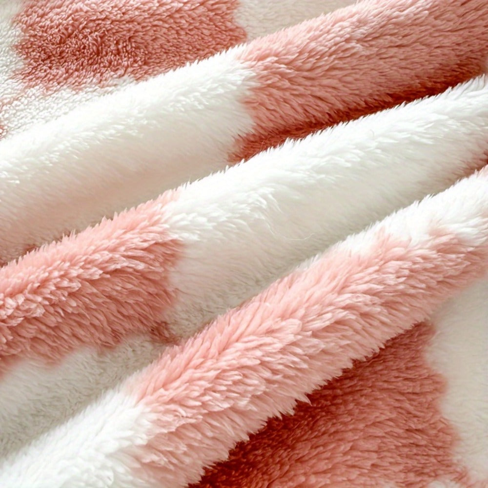 French Plaid Double-Sided Flannel Blanket – Soft Panda & Grid Pattern Throw for Sofa, Bed & Travel, Machine Washable, 6 Designs, 4 Sizes