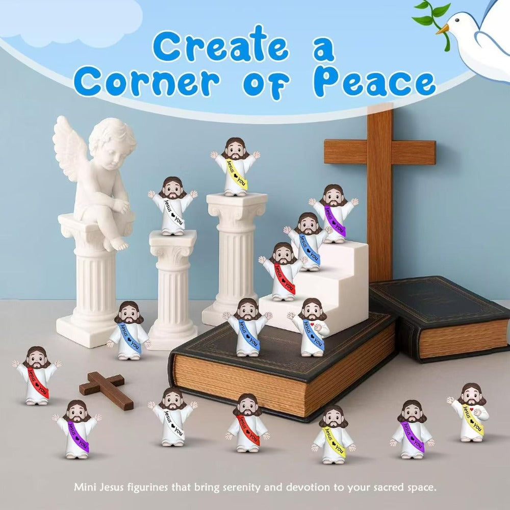 Religious Party Decoration Set 160pcs, Jesus Loves You Banner Mini Statues Easter Eggs Fillers, Christian Party Supplies Gift for Her Him, Holiday Home Decor Bulk Pack Mixed Colors Random Patterns