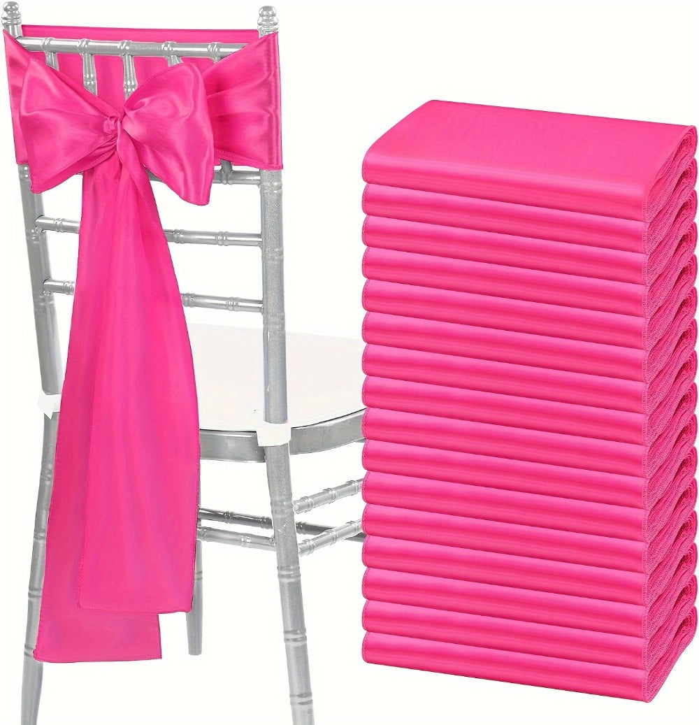100pcs Satin Chair Sashes Bows for Wedding Banquet Party Event Decoration – 13 Colors, 18×275cm