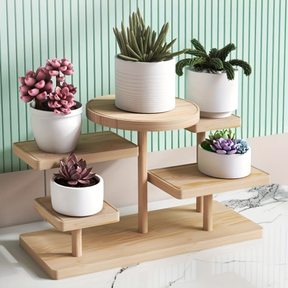 Tiered Wooden Display Stand Libra Balance Scale Style – Multi-Level Storage Organizer Shelf for Jewelry Crystals Snacks Home Decor Countertop